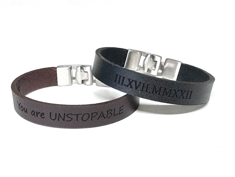 Hidden Message Bracelet Hidden Message Jewelry for Men Secret Message Leather Bracelet for Boyfriend Husband Friend Hidden Engraved Bracelet image 5
