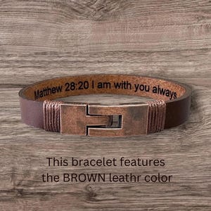 Real Leahter Engraved Bracelet for Men, Customizable Text Hidden or Visible, Birthday Gift Ideas