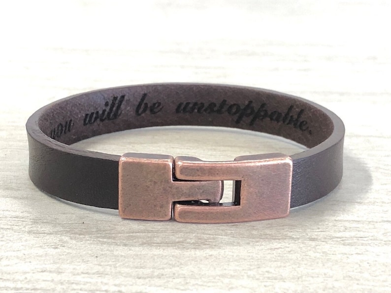 Hidden Message Bracelet Hidden Message Jewelry for Men Secret Message Leather Bracelet for Boyfriend Husband Friend Hidden Engraved Bracelet image 2