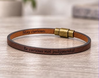 Personalized Thin Men's Bracelet, Engraved with Own Text, Handcrafted Custom Jewelry, Gift for Him
