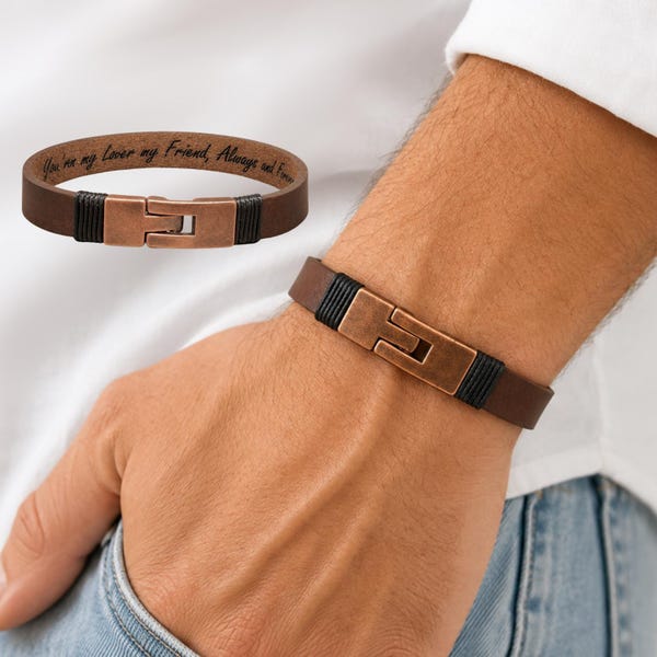 Personalized Hidden Message Men's Bracelet, Engraved with Own Text, Handcrafted Custom Jewelry, Gift for Him