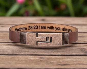 Hidden Message Personalized Men's Bracelet Real Leather Custom Bracelet for Man Birthday Anniversary Gifts for Husband Boyfriend Dad Son