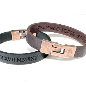 Hidden Message Bracelet Hidden Message Jewelry for Men Secret Message Leather Bracelet for Boyfriend Husband Friend Hidden Engraved Bracelet image 3