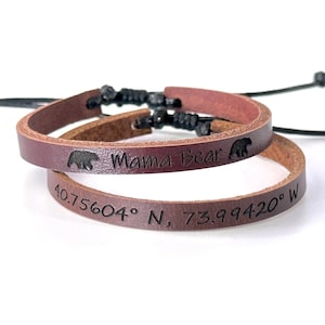 Custom Engraved Leather Bracelet: Minimalist Personalized Men's Gift