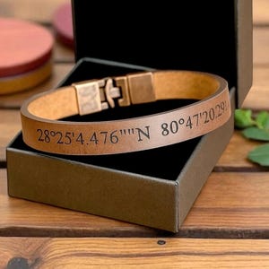 Personalized Leather Bracelet for Men: Custom Engraved  Gift for Son, Dad, Brother, Husband, Boyfriend