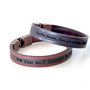 Personalized Leather Bracelet for Men: Engraved Jewelry Gift