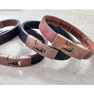 Hidden Message Engraved Bracelet For Men: Customized Leather Jewelry, Father's Day Gift