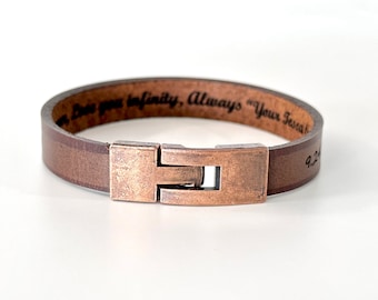 Personalized Leather Bracelet: Engraved Secret Message Cuff