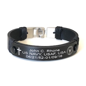 Memorial Bracelet,Men Leather Bracelet,Remembrance KIA Bracelet,Bracelet for Men,US Marines,Memorial Army,Armed Forces, Military Bracelet