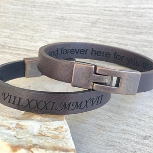 Men's Leather Bracelet Engraved Leather Bracelet Men's Bracelet Man Leather Bracelet Personalized Leather Bracelet,Custom Bracelet For Him image 4