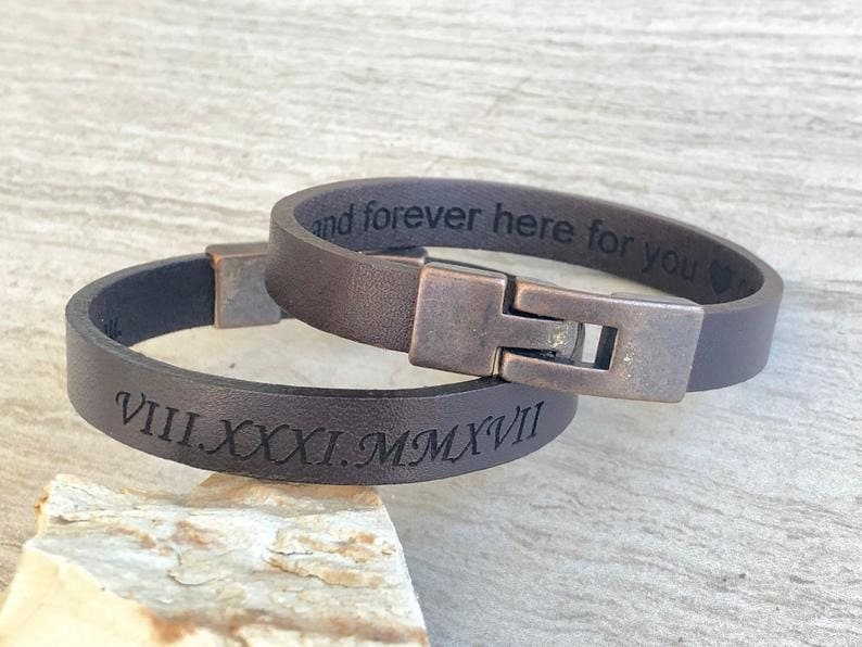 Men's Leather Bracelet Engraved Leather Bracelet Men's Bracelet Man Leather Bracelet Personalized Leather Bracelet,Custom Bracelet For Him image 4