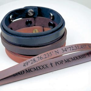 Double Strap Personalized Men's Bracelet, Custom Engraved Message, Handcrafted Men's Jewelry