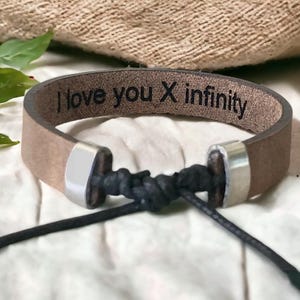 Leather Bracelet Adjustable Personalized Hidden Message Men&#39;s Bracelet Fathers Day Gift For Him Engraved Bracelet For Women Unisex Bracelet