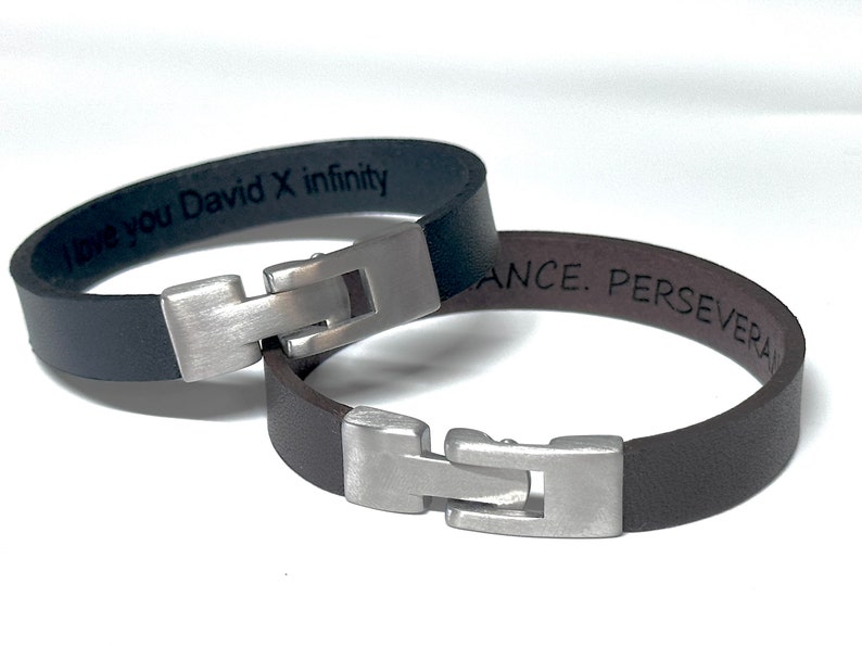 Hidden Message Bracelet Hidden Message Jewelry for Men Secret Message Leather Bracelet for Boyfriend Husband Friend Hidden Engraved Bracelet image 4