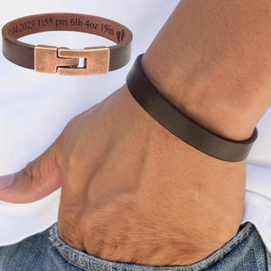 Hidden Message Bracelet Hidden Message Jewelry for Men Secret Message Leather Bracelet for Boyfriend Husband Friend Hidden Engraved Bracelet