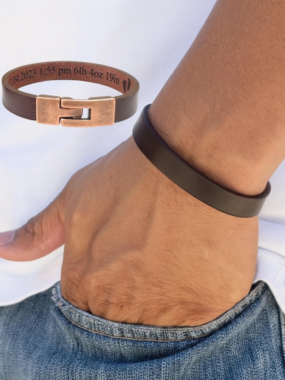 Hidden Message Bracelet Hidden Message Jewelry for Men Secret Message Leather Bracelet for Boyfriend Husband Friend Hidden Engraved Bracelet