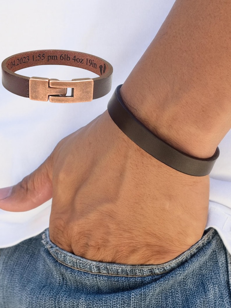 Hidden Message Bracelet Hidden Message Jewelry for Men Secret Message Leather Bracelet for Boyfriend Husband Friend Hidden Engraved Bracelet image 1