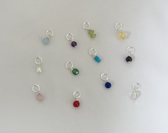 Anhänger / Charm für Creole oder Halskette SILBER - Birthstone - einzelne Geburtsstein Charms für Ohrringe zum einhängen - Boho - Mix&Match