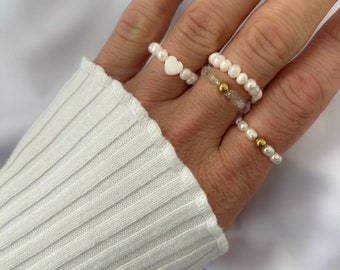 Pearl ring - ring made from the pearls of your choice - crystal - freshwater pearl - elastic ring - gift