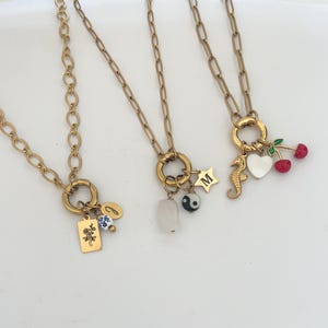 Collar personalizado con dijes intercambiables: collar con muchos colgantes, collar llamativo, mosquetón, grabado, personalizable