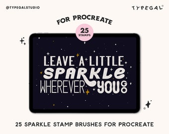 25 Hand Drawn Sparkle Stamp Procreate Brushes - Add finishing touches to your artwork with: Sparkles | Stars | Dots | Circles