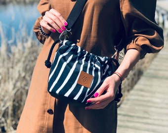 Minimalist cross body, small bag, eco suede bag"Mili Bucket Bag" -   zebra