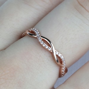 Rose Gold Petite Twist Full Eternity Ring, Sterling Silver Infinity Ring, Gold Stacking Ring, Minimalist Ring image 7
