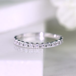 Sterling Silver Dot Ring Stackable Half Eternity Ring Bezel Set Ring Minimalist Stacking Ring Simple Ring S145
