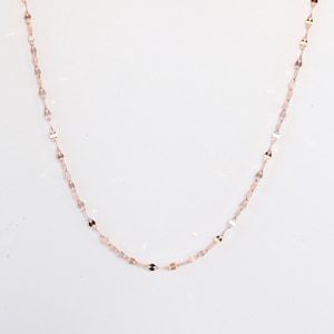 Solid Rose Gold Sparkle Link Chain Choker Necklace, Glitter Chain, Flat Link Chain, Minimalist Necklace