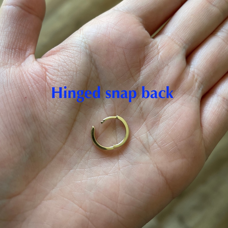 Plain Huggies, Solid Gold Small Hoop Earrings, Dainty Gold Huggie Hoops, Cartilage Hoops, Helix Hoops image 8