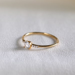 Round Cut Moissanite Diamond Engagement Ring in 10K Gold, Promise Ring ...