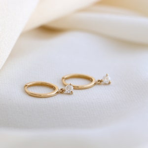 Mini Moissanite Huggie Hoops in Gold