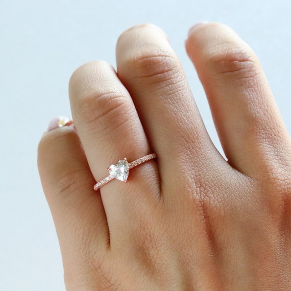 V-MONI Heart Shape Czech Diamond Ring Rose Gold 7 V-MONI Heart Shape Czech Diamond Ring Rose Gold 7