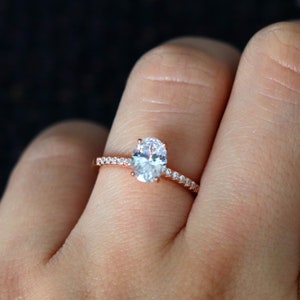 1.5 ct Oval Cut Solitaire Engagement Ring, Rose Gold Ring, Gold Promise Ring, Wedding Ring