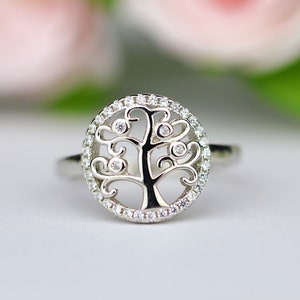 Tree of Life Ring in Sterling Silver, Rose Gold Spiritual Ring, Family Tree Ring, Family Jewelry, Holiday Gift
