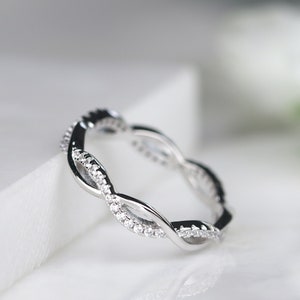 Sterling Silver Twisted Vine Ring - Infinity Full Eternity Stacking Ring, Minimalist Jewelry