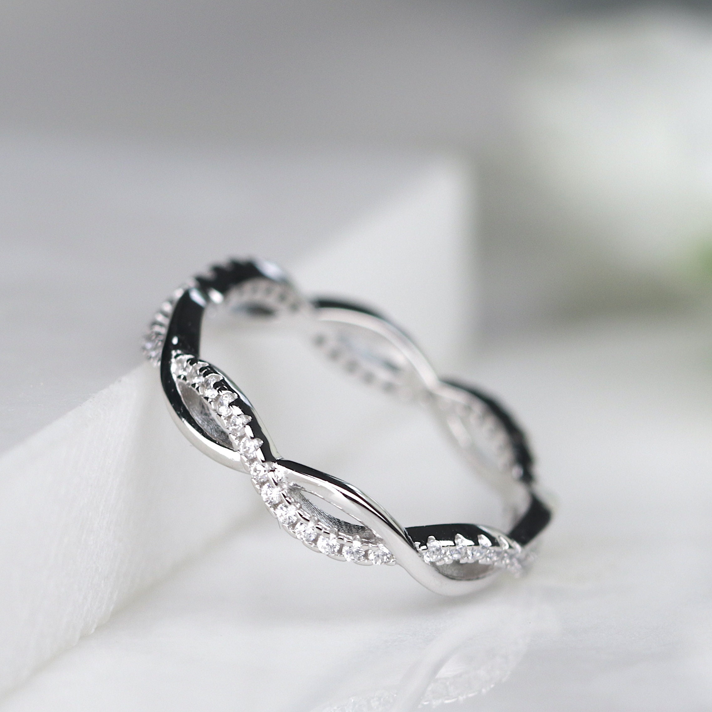 Rose Gold Petite Twist Full Eternity Ring Sterling Silver - Etsy