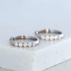 White Gold Moissanite Diamond Hoop Earrings, Petite Diamond Huggie Hoops, Mini Hoops, Minimalist Earrings