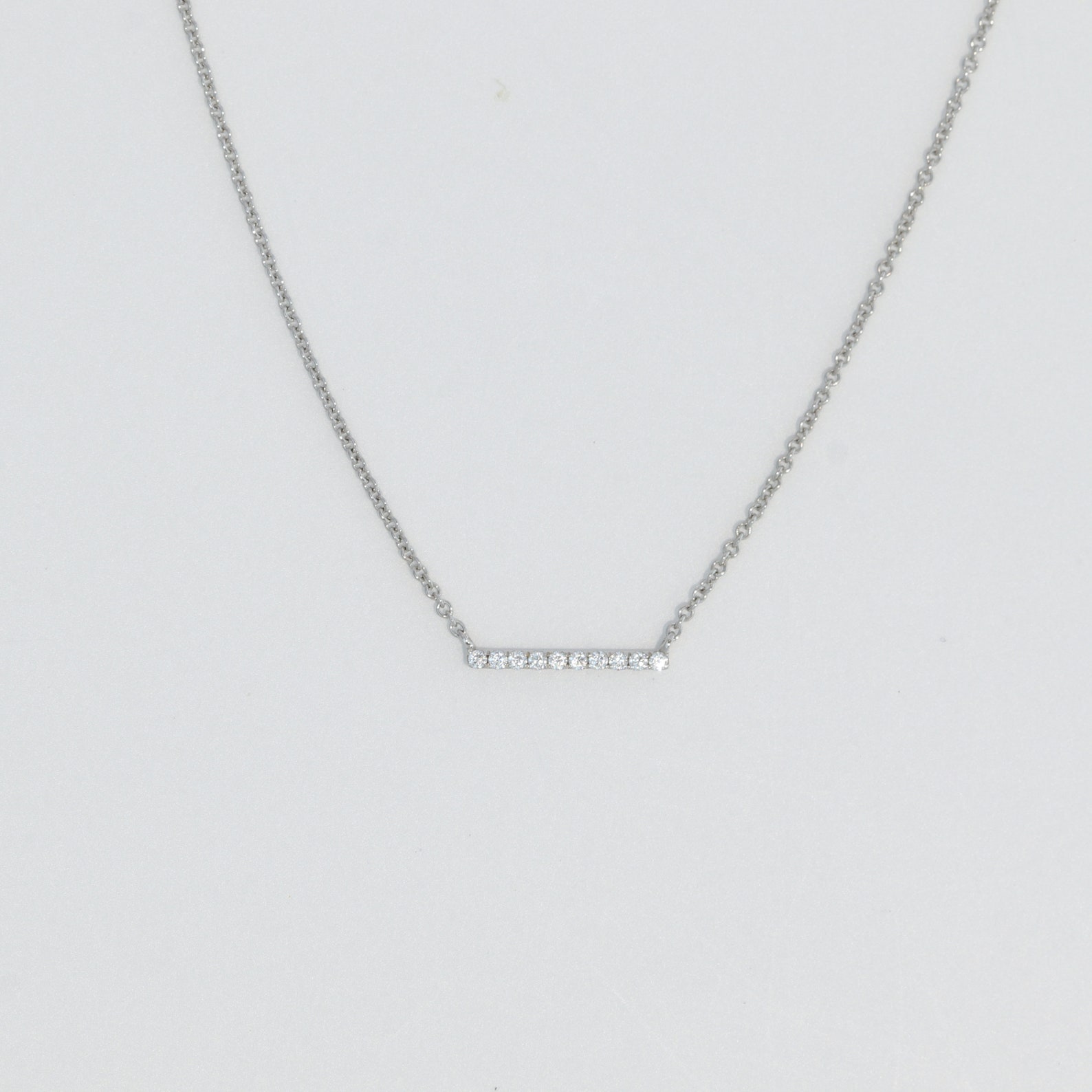 Solid Gold Diamond Line Necklace Choker Moissanite Gemstone Etsy België