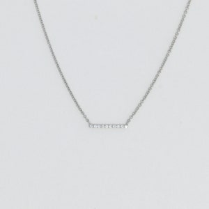 Dainty White Gold Moissanite Diamond Bar Necklace, Minimalist Layering Necklace for Her