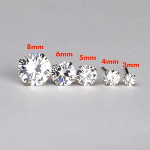 Solid Silver Round Stud Earrings Everyday Studs Minimalist Earrings 3mm 4mm 5mm 6mm 8mm