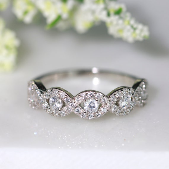 Stackable October Ring Rhodium on Sterling Silver Rope Band Stackable October Ring Rhodium on Sterling Silver Rope Band