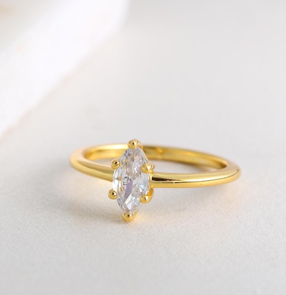 Bague Solitaire En Argent Massif Et Vermeil Avec Zirconium - Taille 58 - Occasion