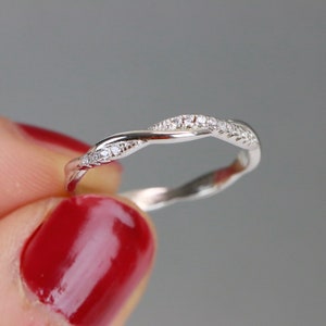 Petite Twist Half Eternity Ring Infinity CZ Wedding Band Twist Vine Engagement Ring Rope Ring Stackable Ring Promise Ring Anniversary Ring image 3