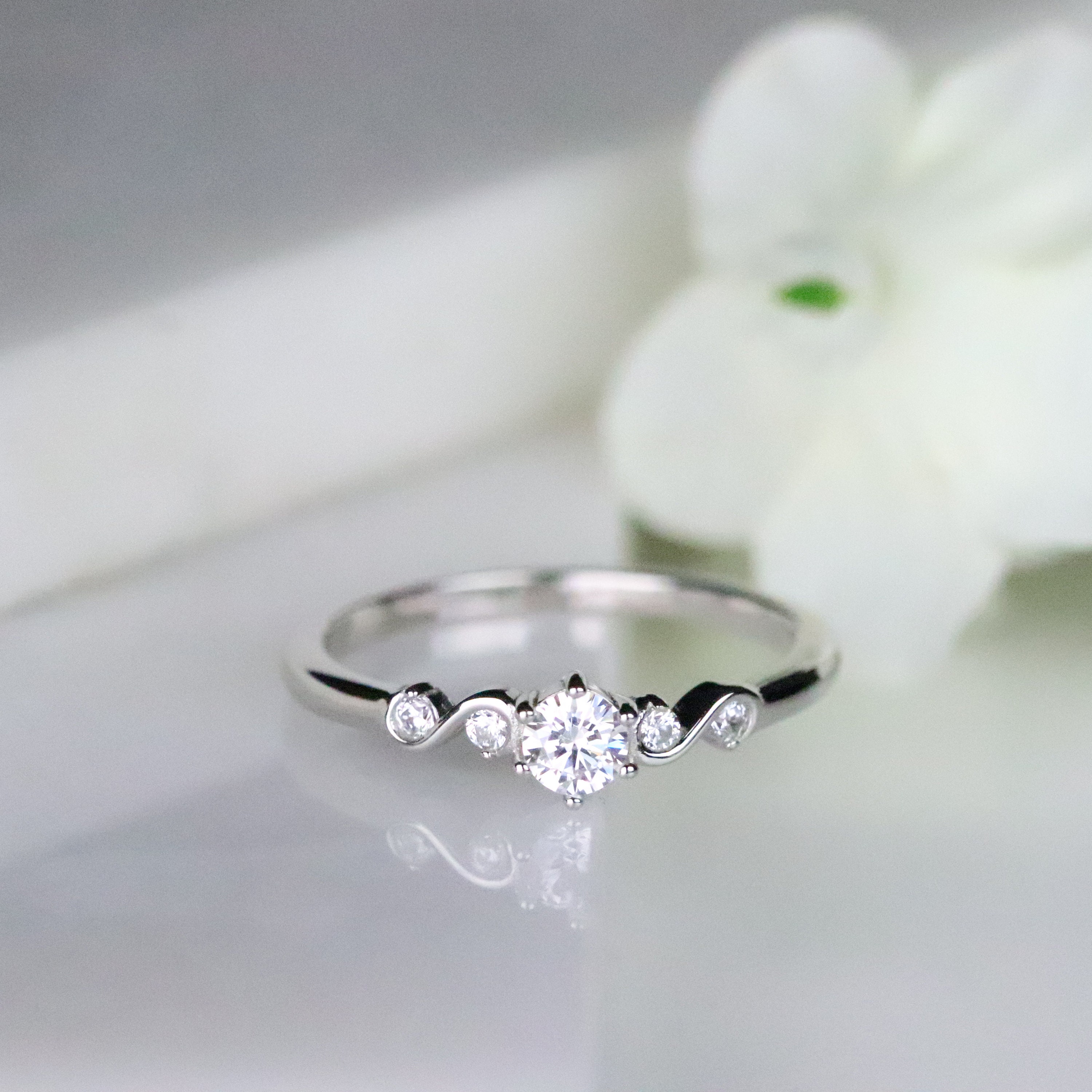 Petite Dainty CZ Five stone Ring in Sterling Silver Dainty