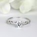 Round Cut Sterling Silver Engagement Ring with Milgrain Detailing, Promise Ring 