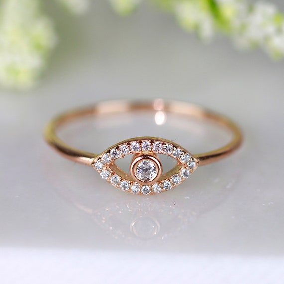 Evil Eye Ring Dainty Gold Talisman Ring 