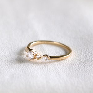 Solid Gold Diamond Engagement Ring, Dainty Moissanite Promise Ring ...