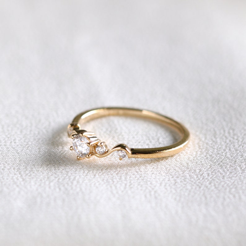 Solid Gold Diamond Engagement Ring Dainty Moissanite Promise - Etsy