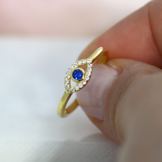 Evil Eye Ring Dainty Gold Talisman Ring 